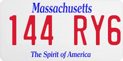 MA license plate 144RY6