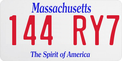 MA license plate 144RY7