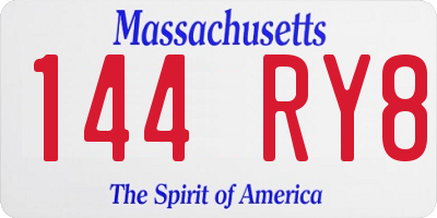 MA license plate 144RY8