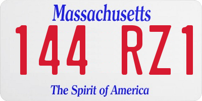 MA license plate 144RZ1