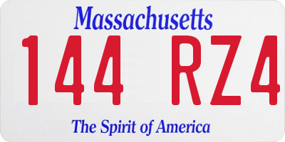 MA license plate 144RZ4