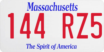 MA license plate 144RZ5