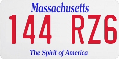 MA license plate 144RZ6