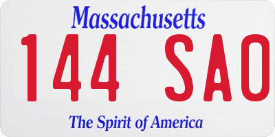MA license plate 144SA0