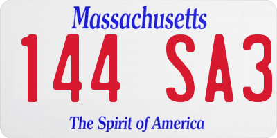 MA license plate 144SA3