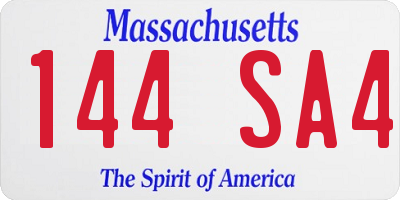 MA license plate 144SA4