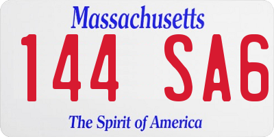 MA license plate 144SA6