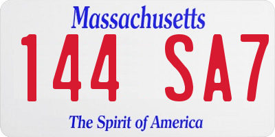 MA license plate 144SA7