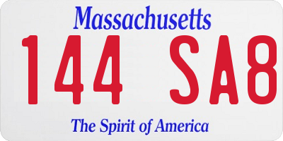 MA license plate 144SA8