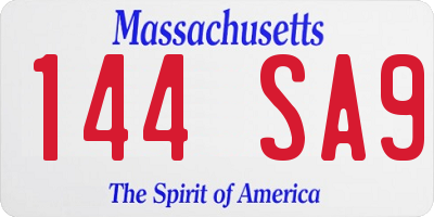 MA license plate 144SA9