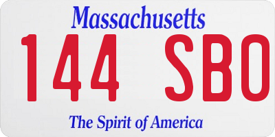 MA license plate 144SB0