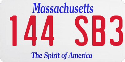 MA license plate 144SB3