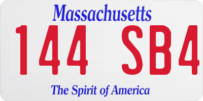 MA license plate 144SB4