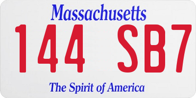 MA license plate 144SB7