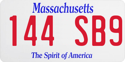 MA license plate 144SB9