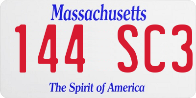 MA license plate 144SC3