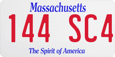MA license plate 144SC4