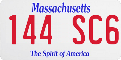 MA license plate 144SC6
