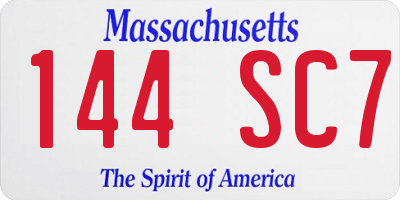 MA license plate 144SC7