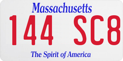 MA license plate 144SC8