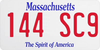 MA license plate 144SC9