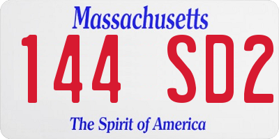 MA license plate 144SD2