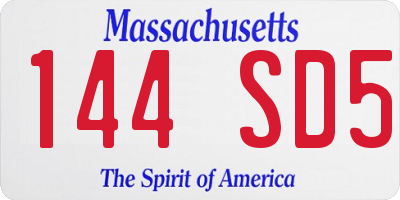 MA license plate 144SD5