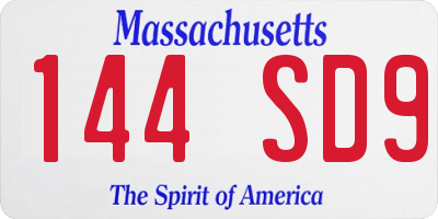 MA license plate 144SD9
