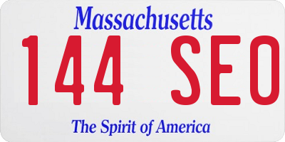 MA license plate 144SE0