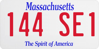 MA license plate 144SE1