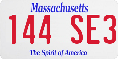 MA license plate 144SE3