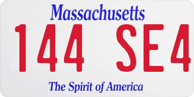 MA license plate 144SE4