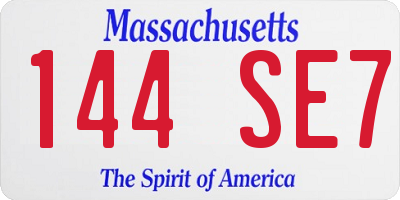 MA license plate 144SE7