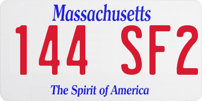 MA license plate 144SF2