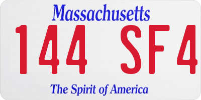 MA license plate 144SF4