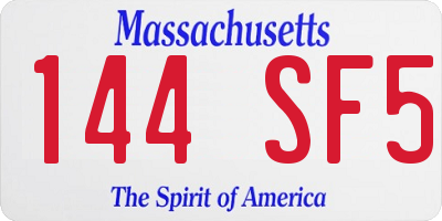 MA license plate 144SF5