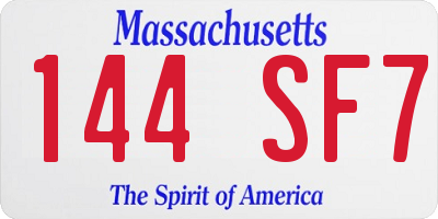 MA license plate 144SF7
