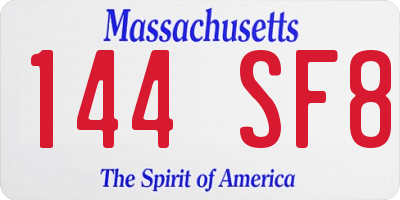 MA license plate 144SF8