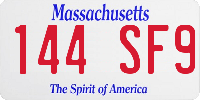 MA license plate 144SF9