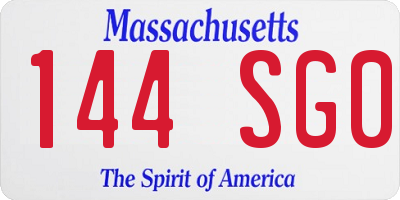 MA license plate 144SG0