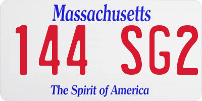 MA license plate 144SG2