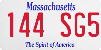 MA license plate 144SG5