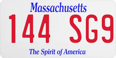 MA license plate 144SG9
