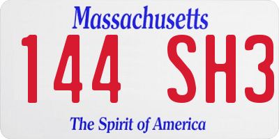 MA license plate 144SH3