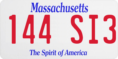 MA license plate 144SI3