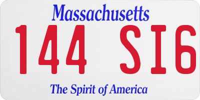 MA license plate 144SI6