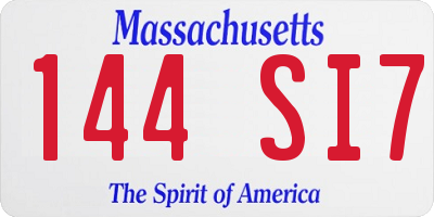 MA license plate 144SI7