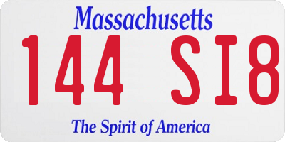 MA license plate 144SI8