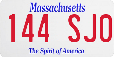 MA license plate 144SJ0