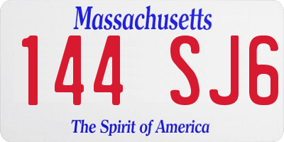 MA license plate 144SJ6